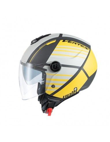 Casco jet Unik Vertex DV con gafa solar Amarillo Mate