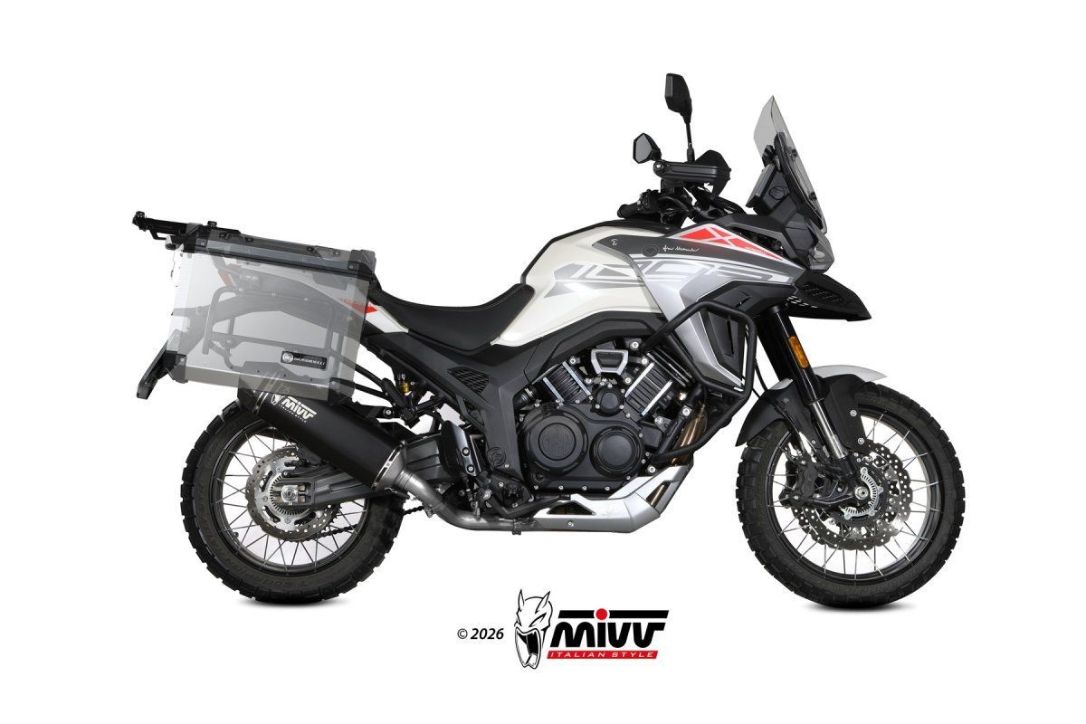 Escape homologado Mivv SPEED EDGE en Acero negro para MORBIDELLI T 1002 VX 25-26 Escape homologado Mivv SPEED EDGE en Acero negro para MORBIDELLI T 1002 VX 25-26