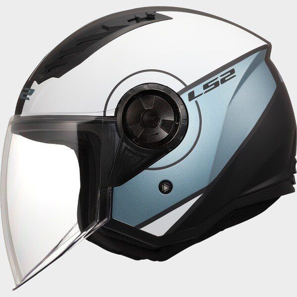 Casco Jet LS2 OF616 AIRFLOW II COVER Gris/Azul mate
