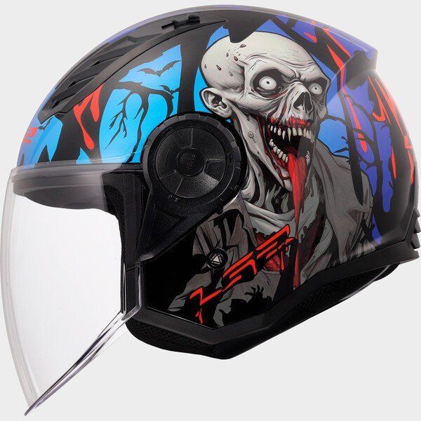 Casco Jet LS2 OF616 AIRFLOW II ZOMBIE II Negro/Azul/Rojo