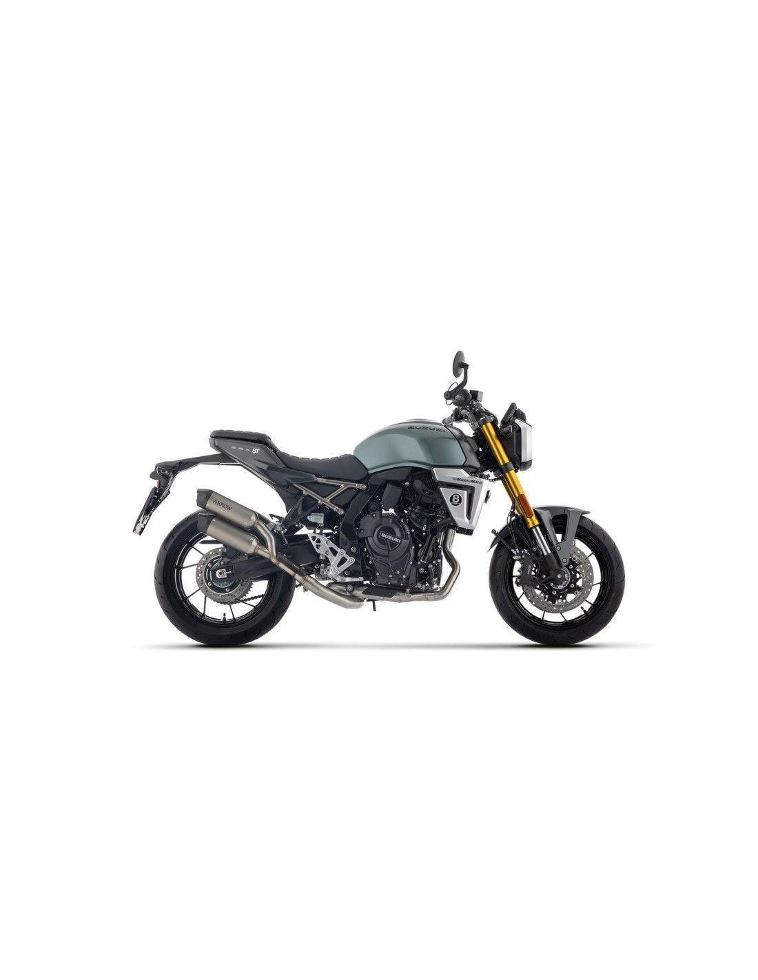Sistema completo con silenciosos Round-Sil de titanio con fondo carbono Arrow para Suzuki GSX-8T / GSX-8TT 2025-2026