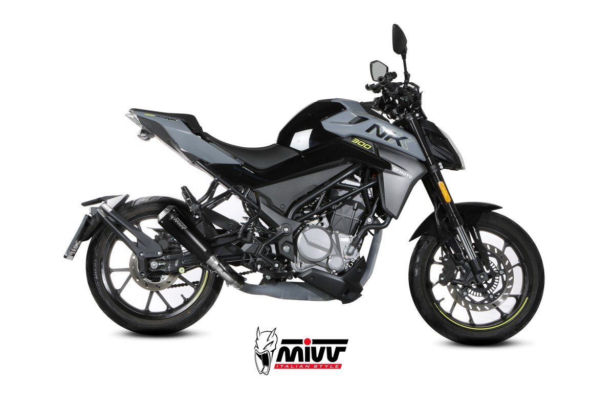 Escape no homologado Mivv X-M1 en Acero negro para CF MOTO 300 NK 25-26