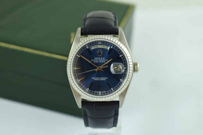 Rolex Day-Date 36 18039 – 18K Weißgold – blaues Zifferblatt