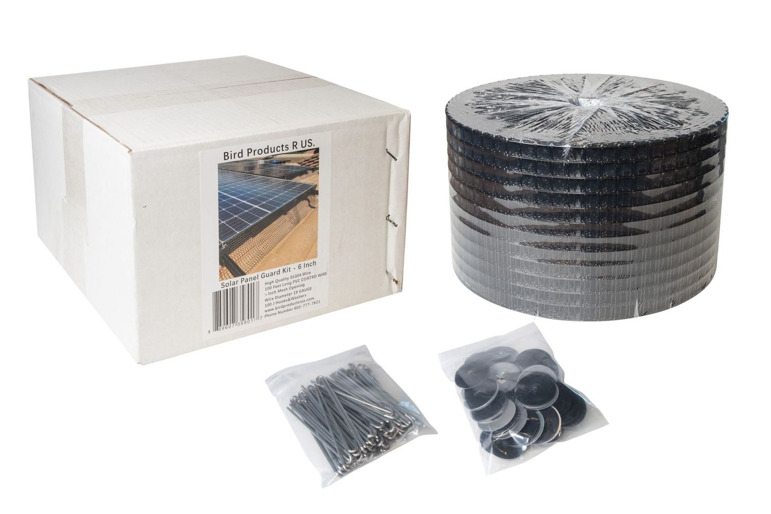 Solar Panel Kit 6 Inch, 100 Feet Long Stainless Steel Wire PVC Coated Wire  100 J Clips