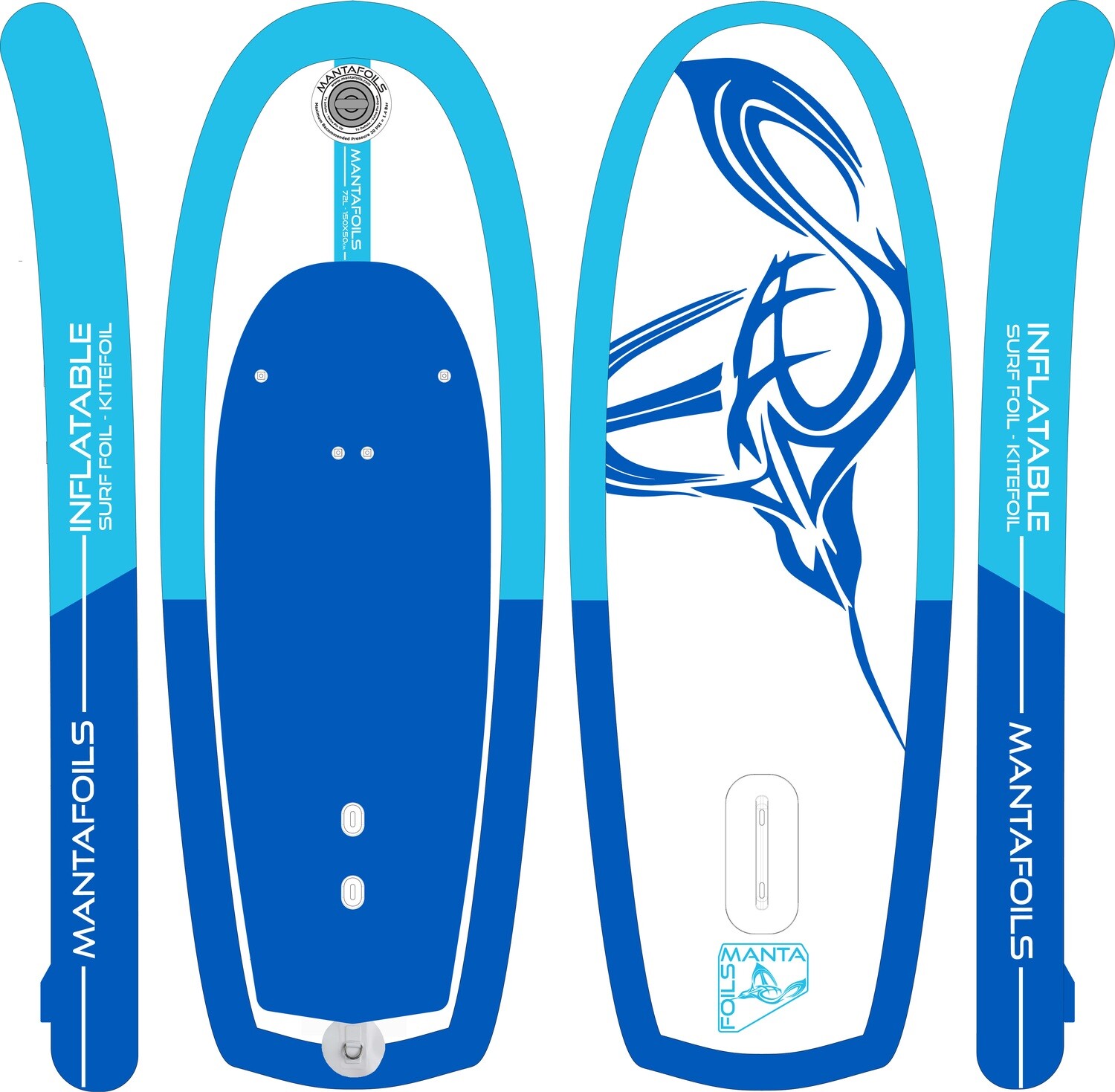 Inflatable Surf Foil /Kitefoil Board - 72L - Tuttle ONLY