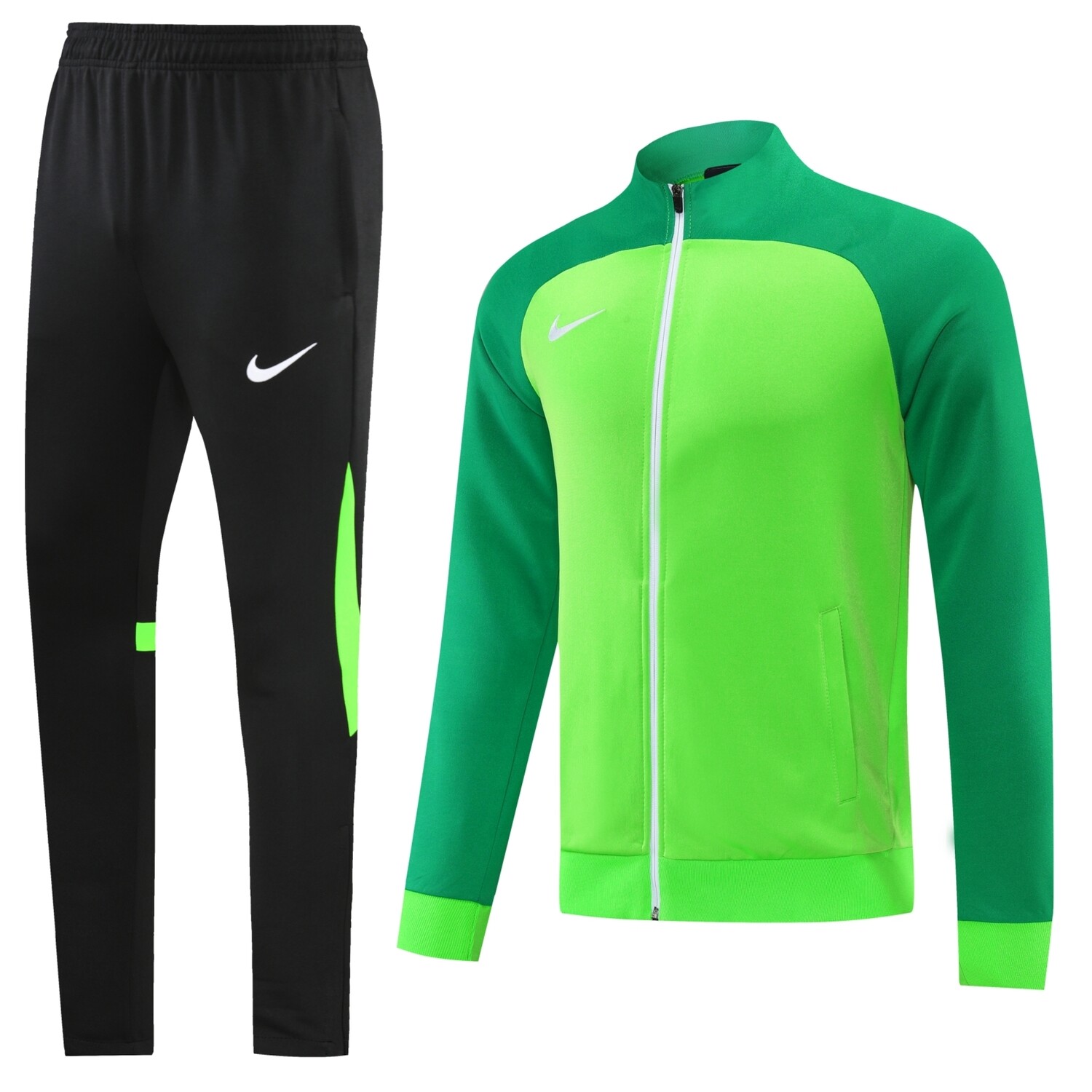 Nike Two-Tone Lime Green and Black Tracksuit Set