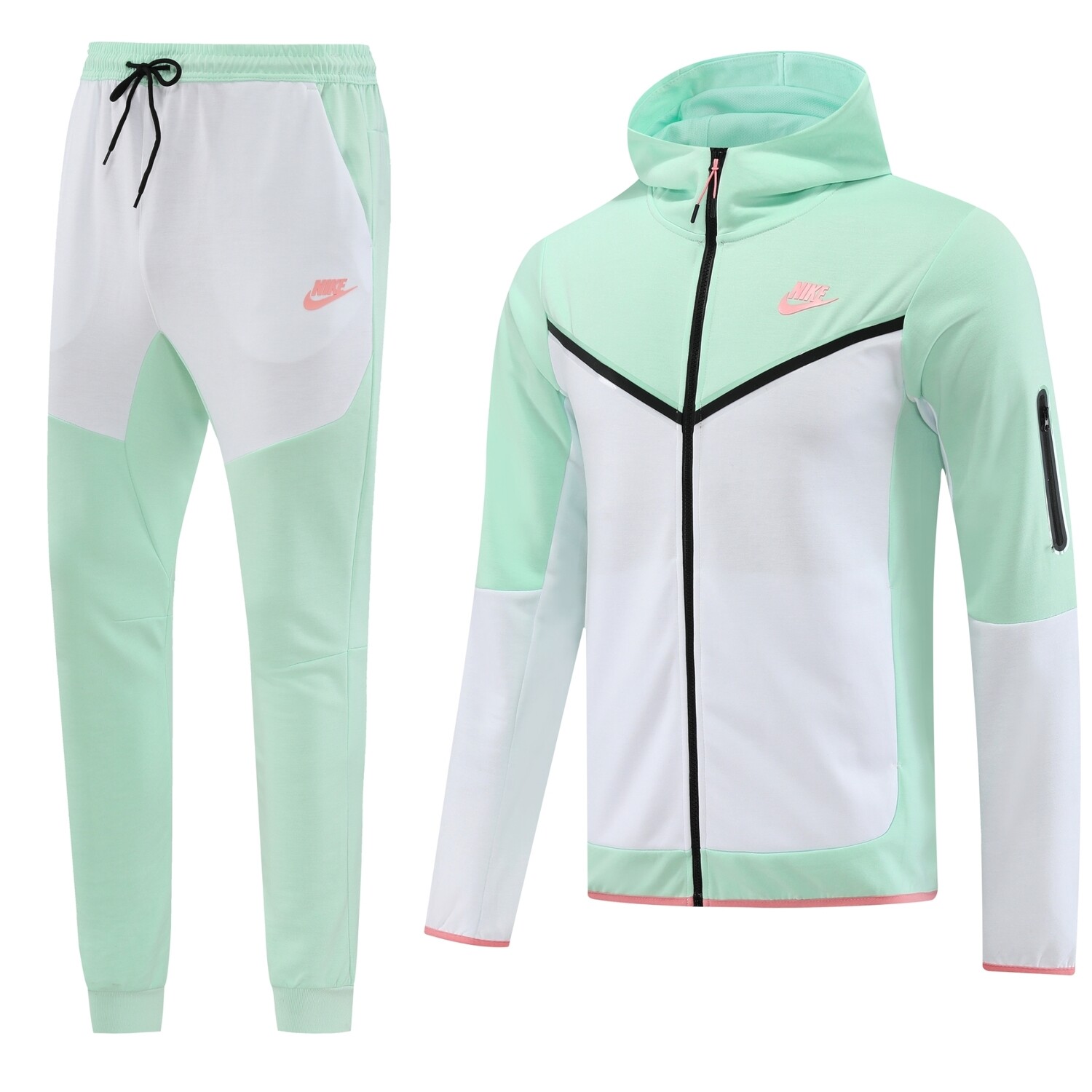 Nike tracksuit green clearance and white