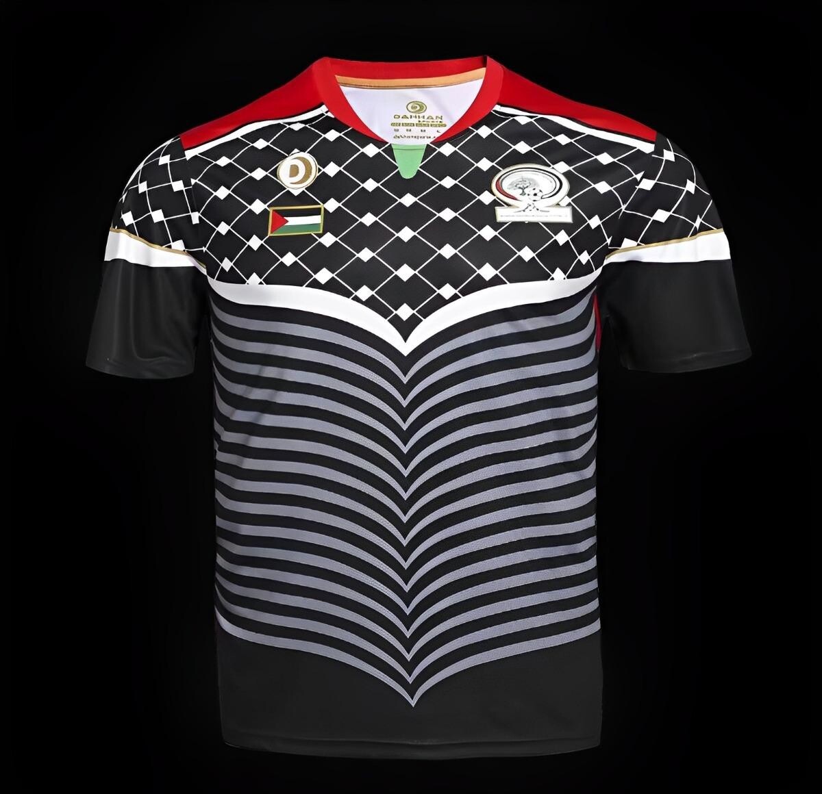 Palestine Black and Red Retro Jersey 