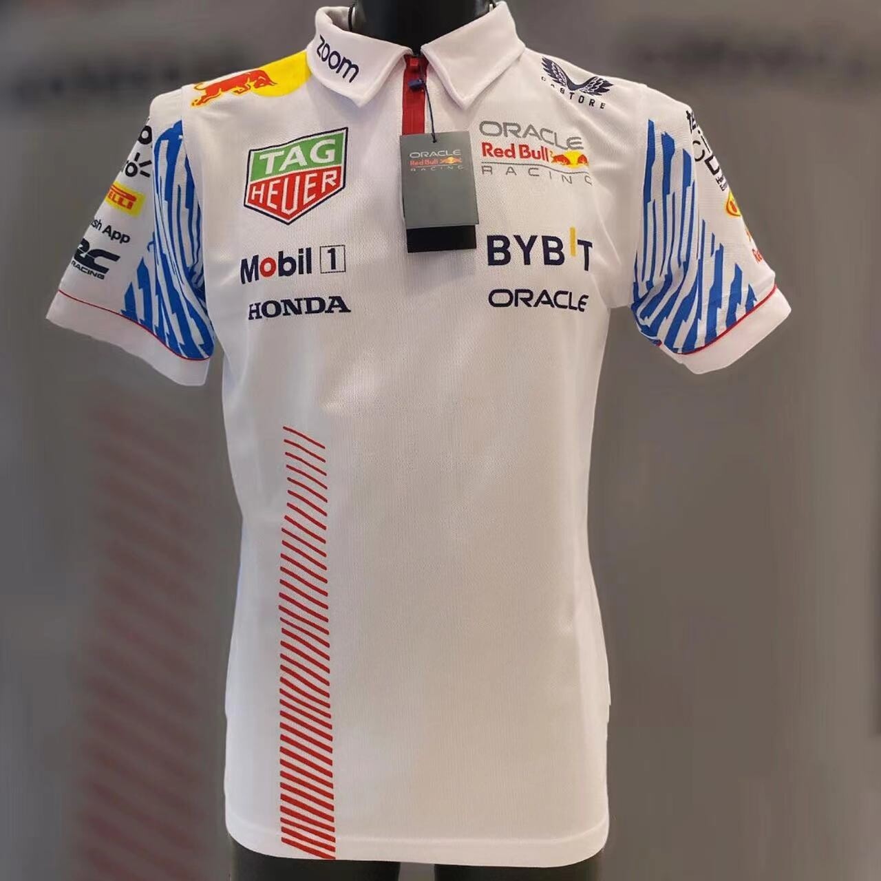 Red Bull White Half Zip Collar Racing Suit 