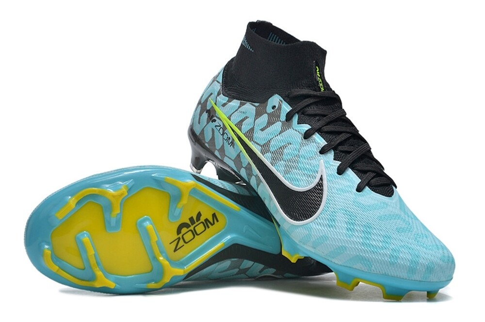 Air Zoom Blue, Black and Lime High Top Soccer Boot