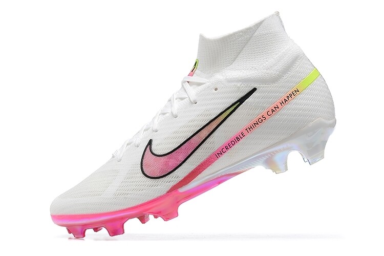 Air Zoom White, Pink and Yellow High Top Soccer Boot