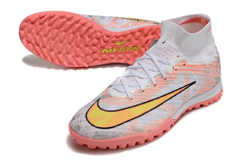 Air Zoom Peach and White High Top Soccer Boot