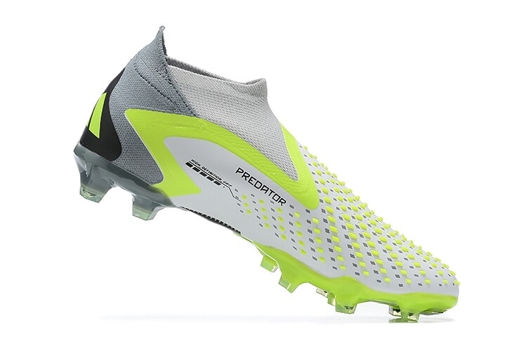 Adidas Predator Accuracy Laceless Grey and Lime Green High Top Soccer Boot