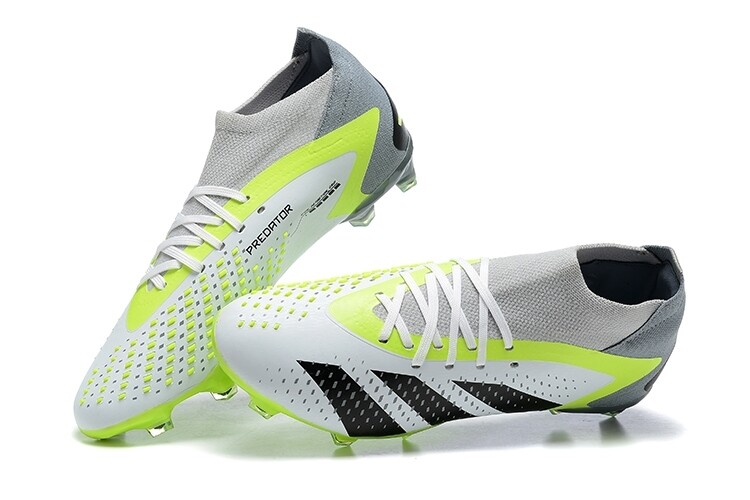 Adidas Predator Grey and Lime Green High Top Laces Soccer Boot