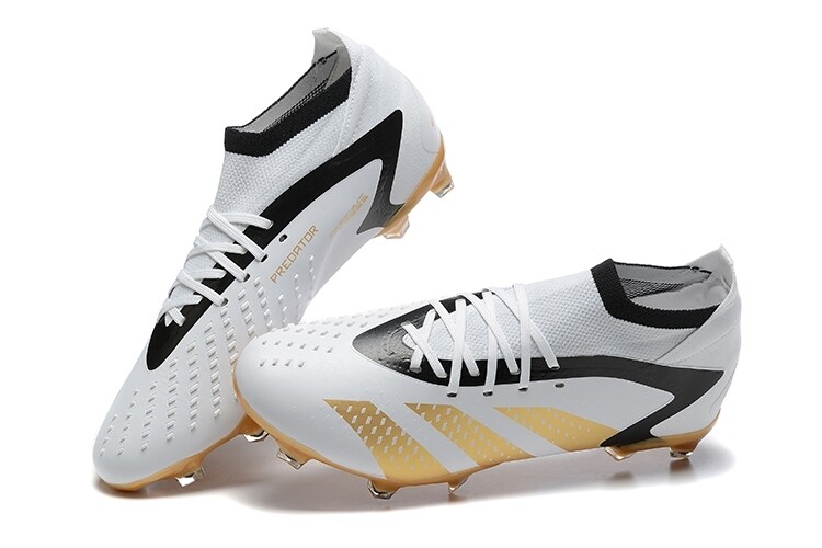 Adidas Predator White and Gold High Top Laces Soccer Boot