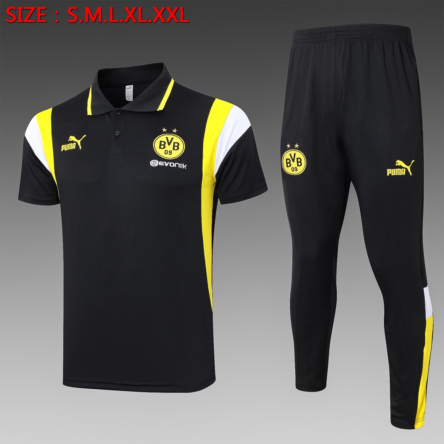 Dortmund Black Short Sleeve Tracksuit