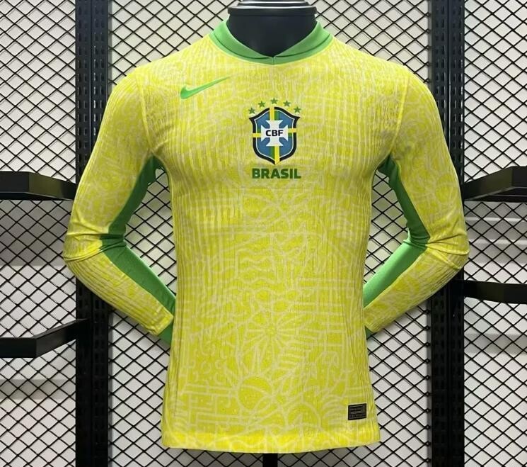 Brazil Home Long Sleeve Player Jersey