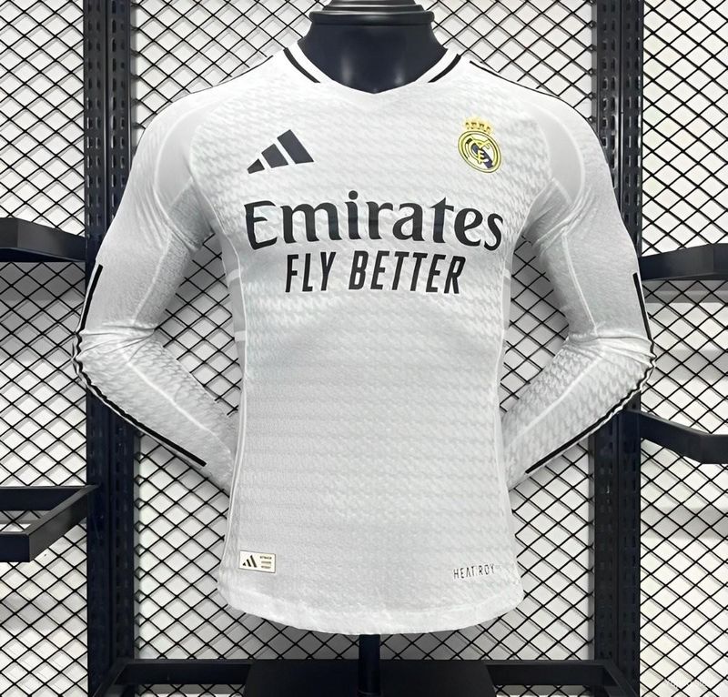 Real Madrid Home Long Sleeve Player Jersey