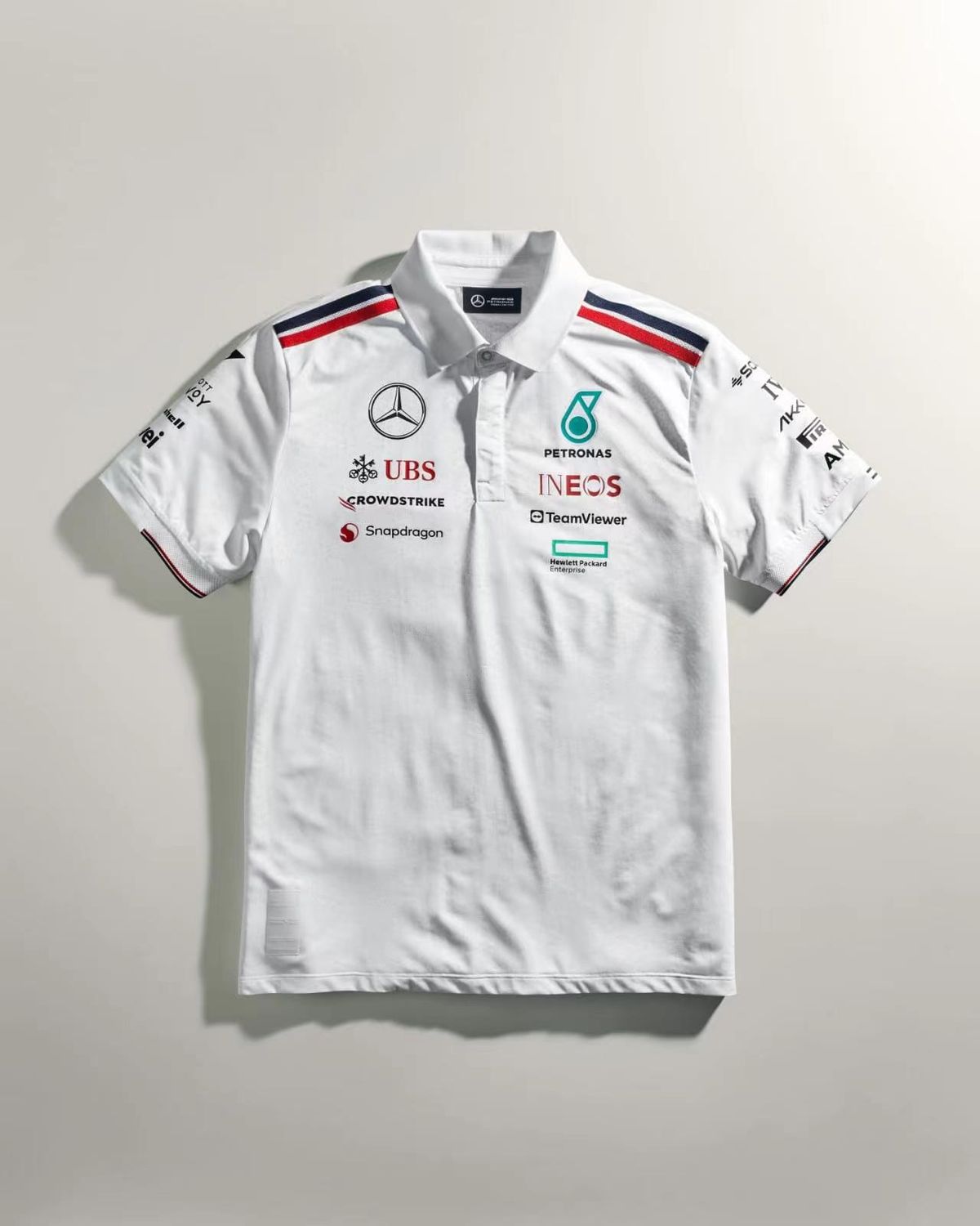 Mercedes White Collar Racing Suit 