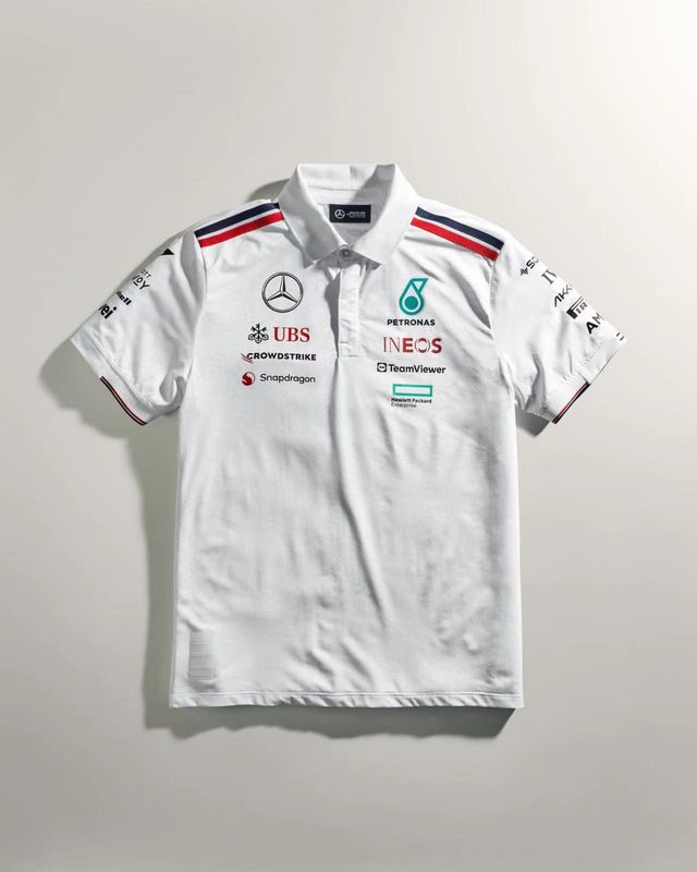 Mercedes White Collar Racing Suit 