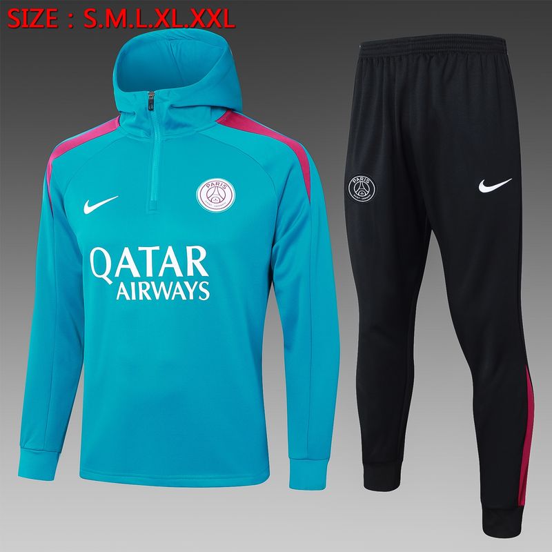 PSG Blue and Maroon Hooded Tracksuit Set