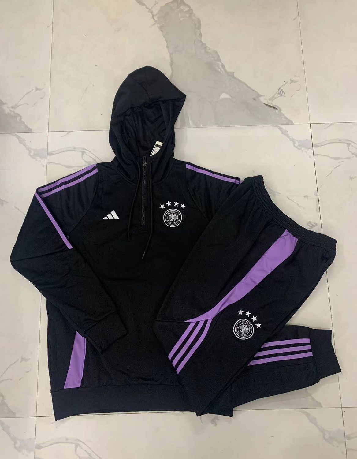 Germany Black and Purple Hooded Tracksuit