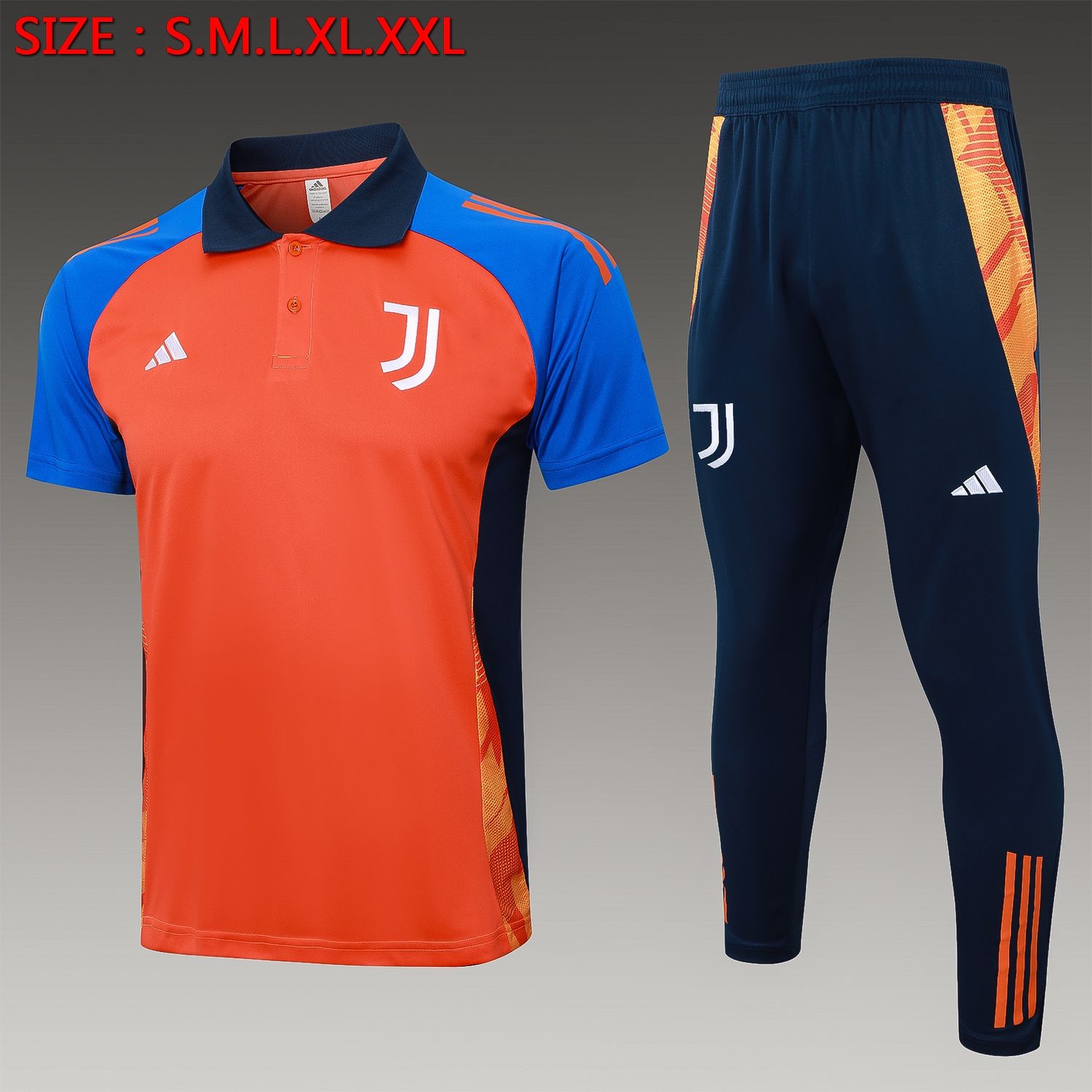 Juventus Orange and Navy Short Sleeve Tracksuit
