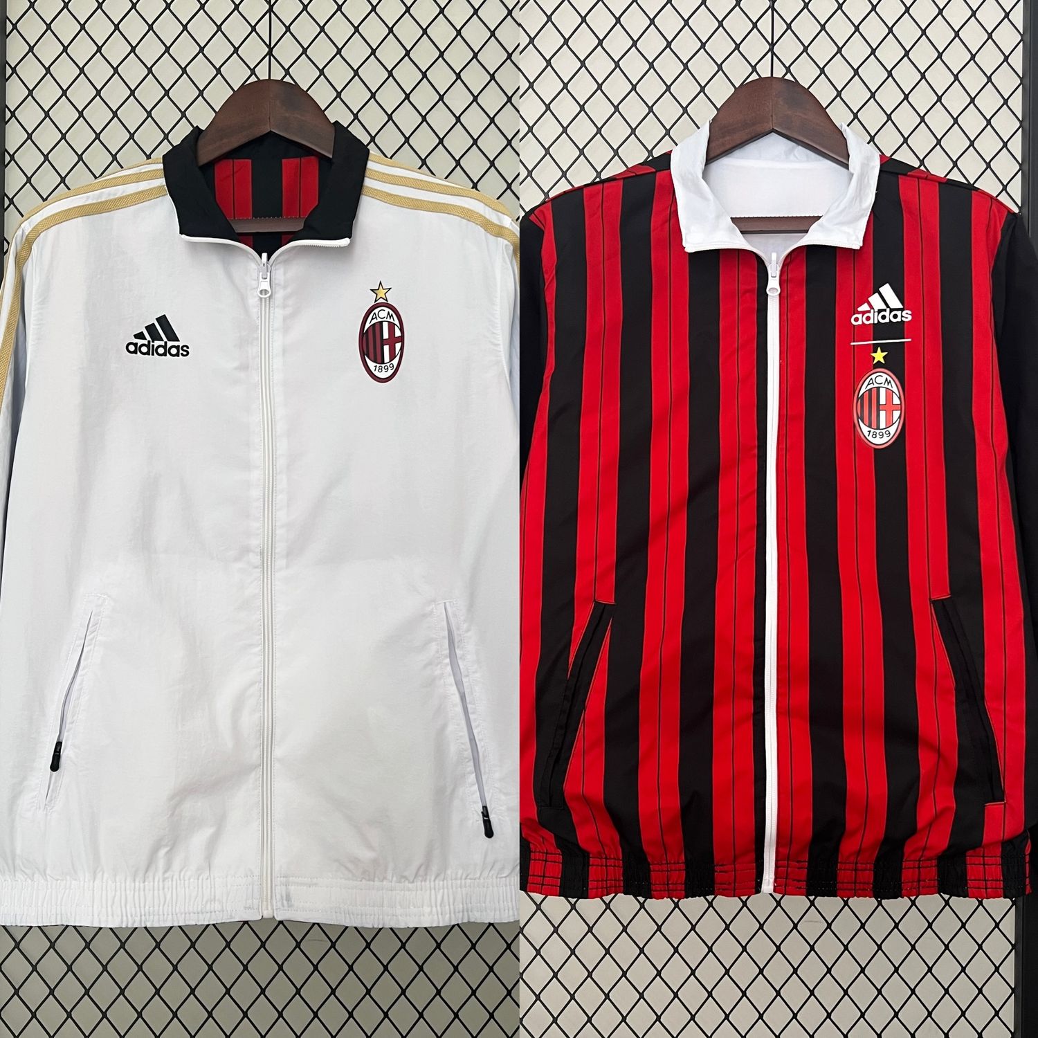 AC Milan Red, Black and White Reversible Windbreaker 