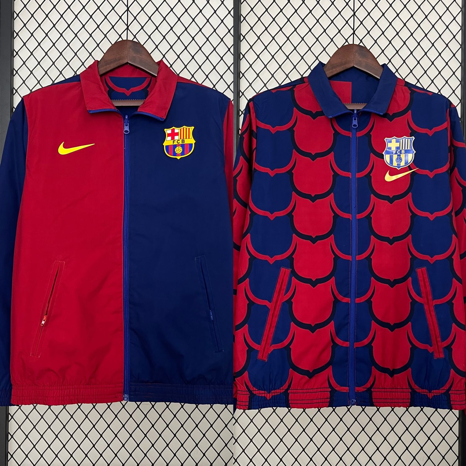 Barcelona Blue and Red Reversible Windbreaker 
