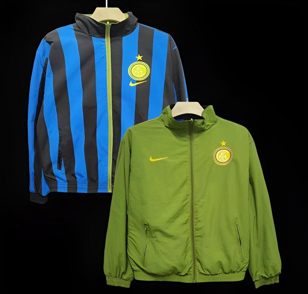 Inter Milan Blue and Olive Green Reversible Windbreaker 