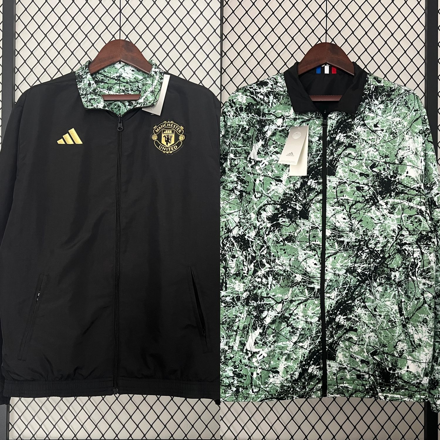 Man United Black and Green Reversible Windbreaker 