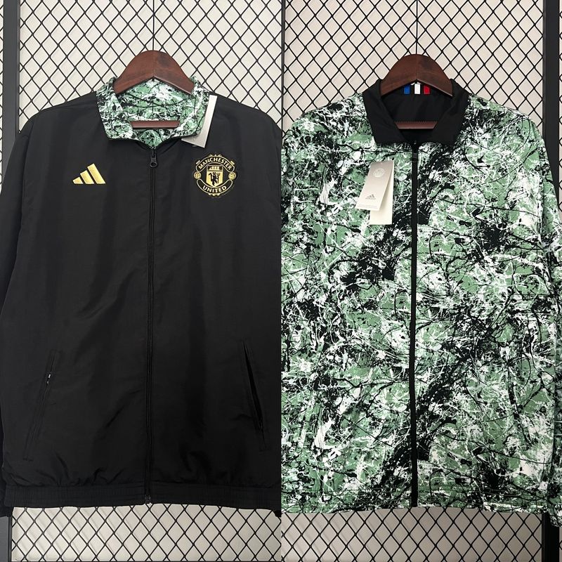 Man United Black and Green Reversible Windbreaker 