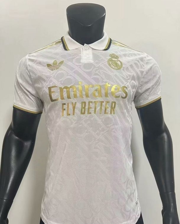 Real Madrid White and Gold Collar Special Vapor Jersey