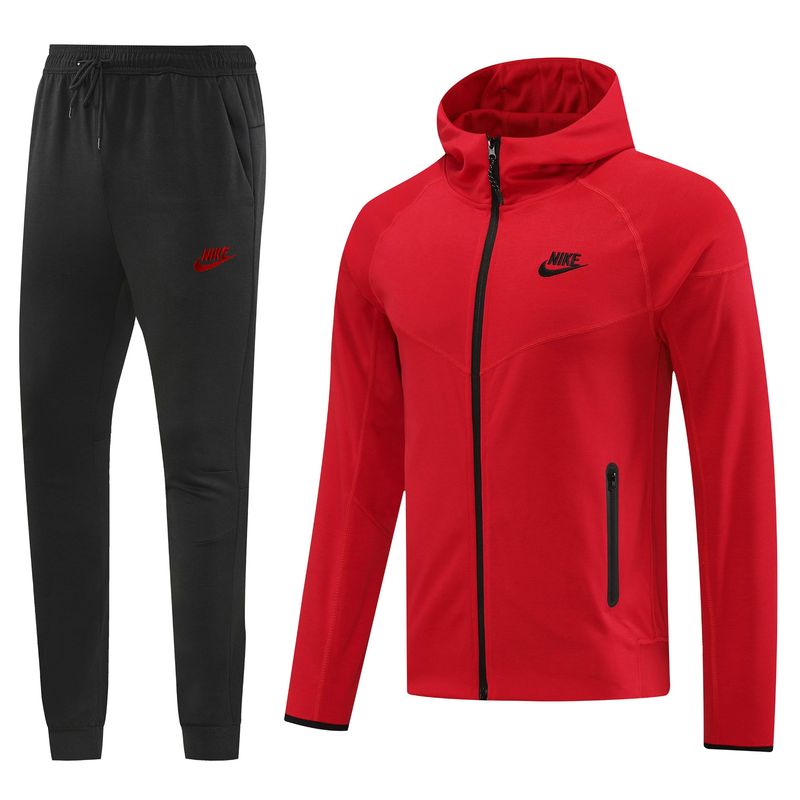 Nike Red and Black Hooded Tracksuit Set