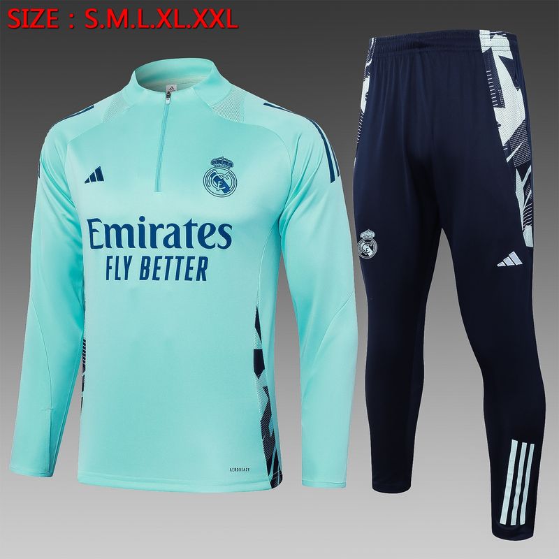 Real Madrid Aquamarine and Navy Long Sleeve Training Set 