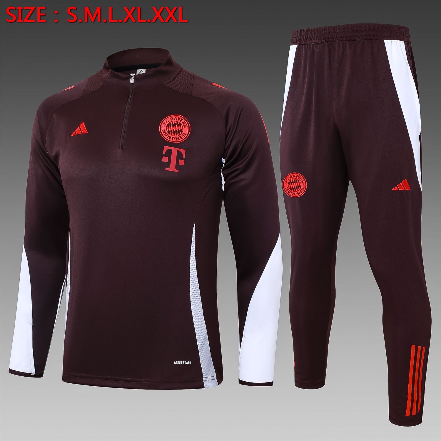 Bayern Munich Maroon and White Long Sleeve Training Set 