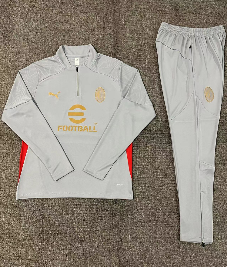 AC Milan Grey and Red Long Sleeve Training Set 