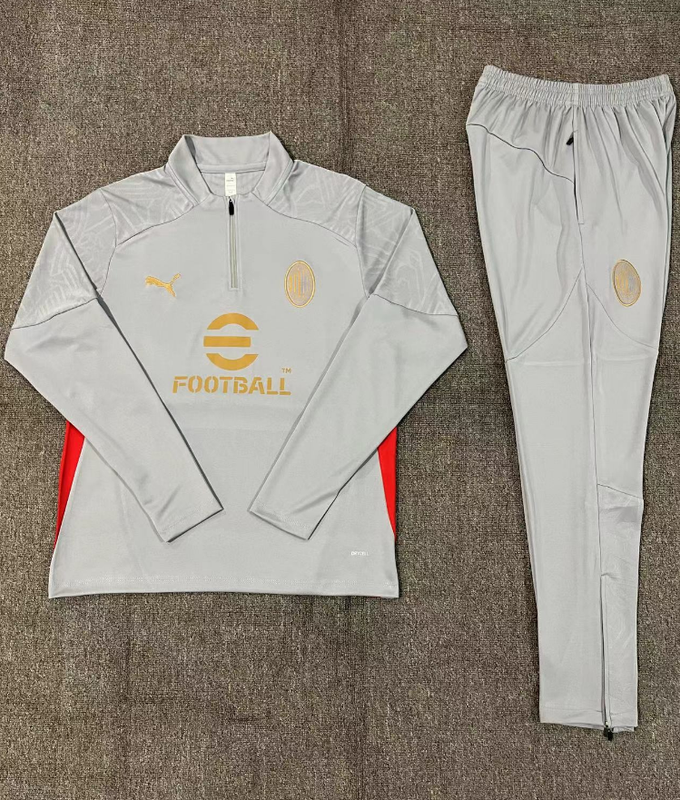 AC Milan Grey and Red Long Sleeve Training Set 