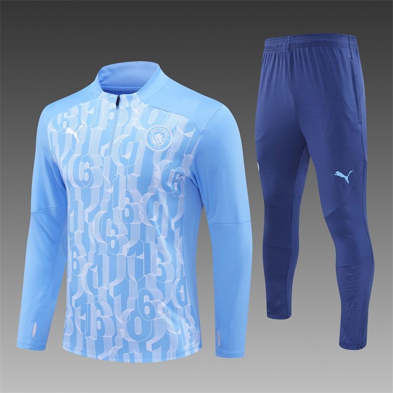 Manchester City Blue, White and Navy  Long Sleeve Training Set 