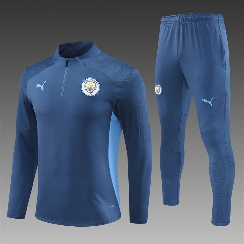 Manchester City Navy and Blue Long Sleeve Training Set 