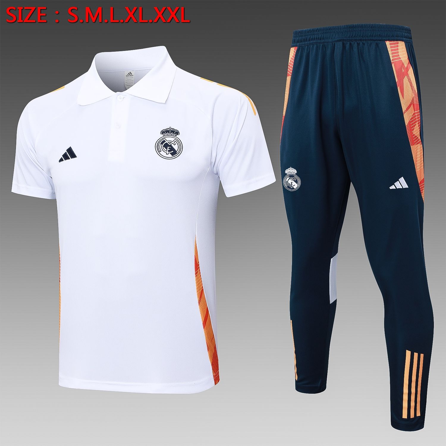 Real Madrid White and Navy Short Sleeve Tracksuit