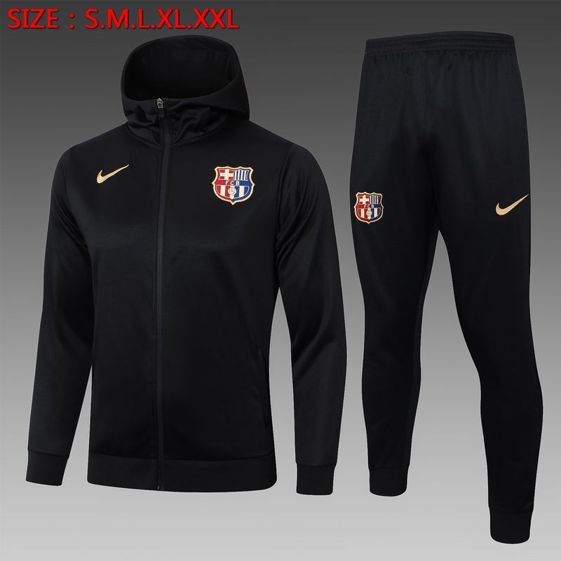 Barcelona Black Hooded Tracksuit Set
