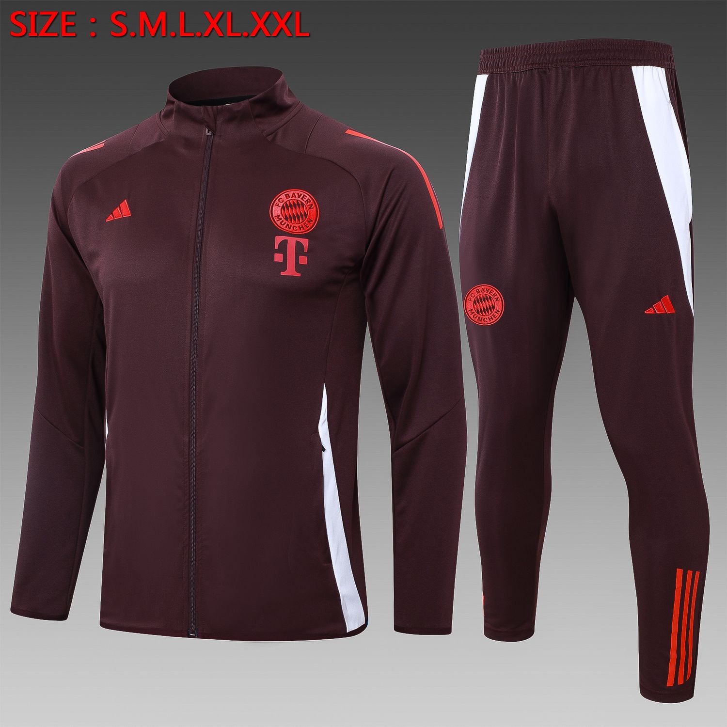 Bayern Munich Maroon and White Tracksuit Set