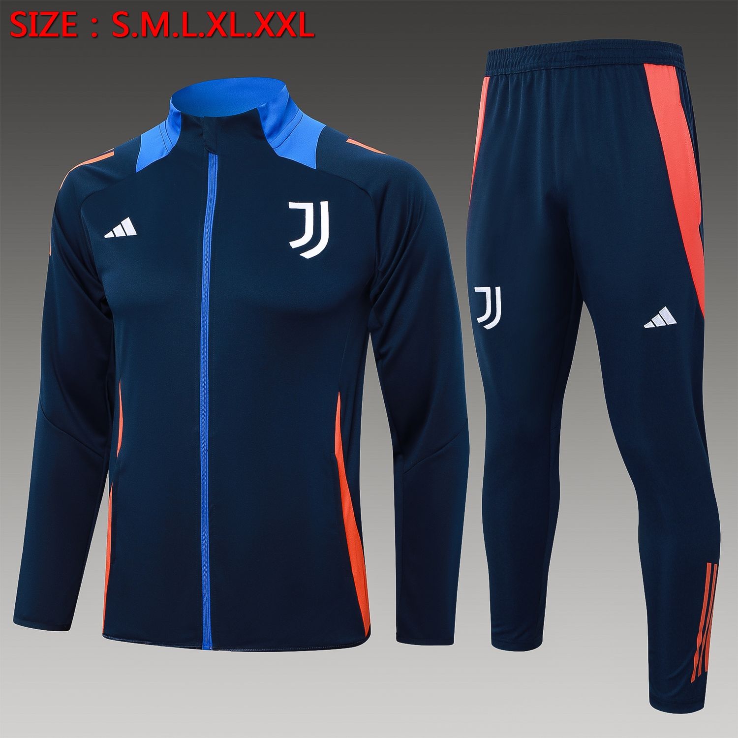 Juventus Navy and Orange Long Sleeve Tracksuit Set