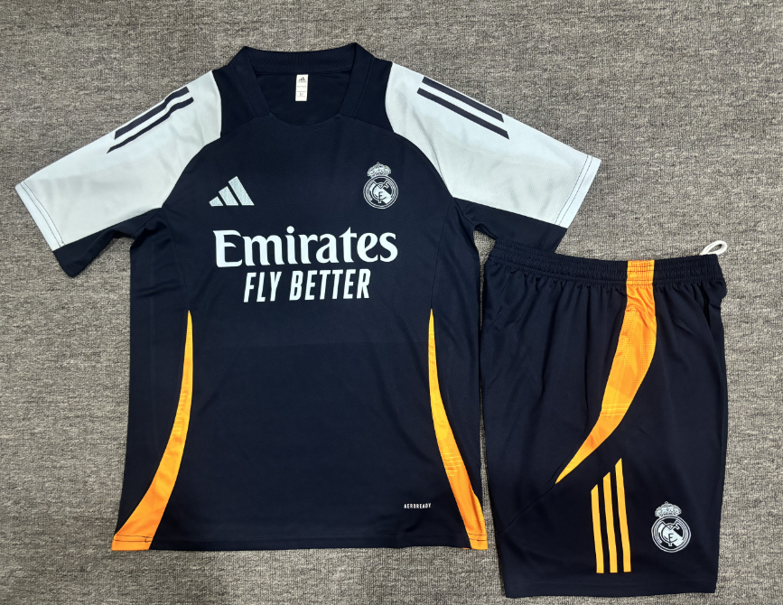 Real Madrid Navy and Orange Short Sleeve Training Set