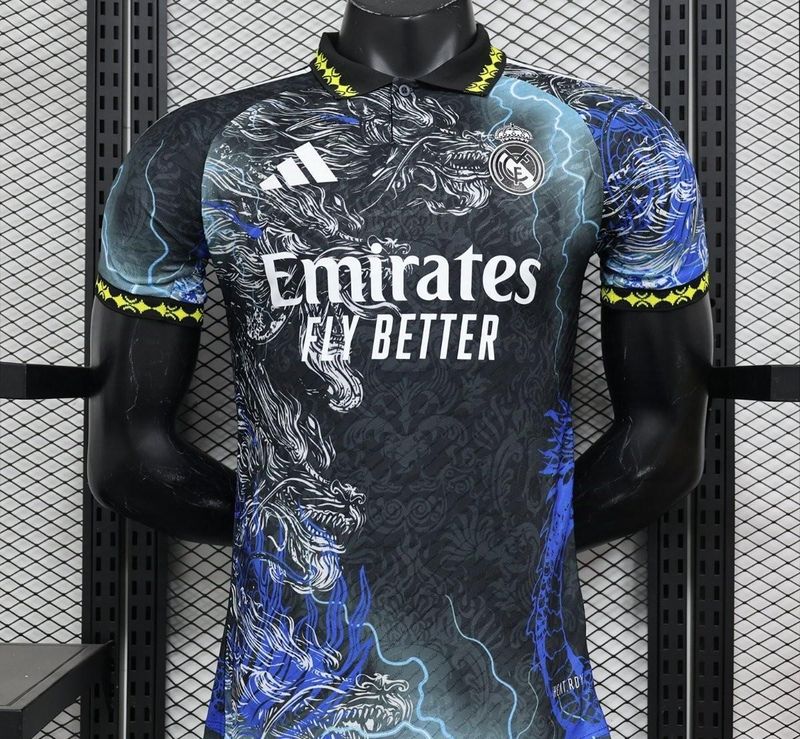 Real Madrid Black, Blue and White Dragon Special Vapor Jersey