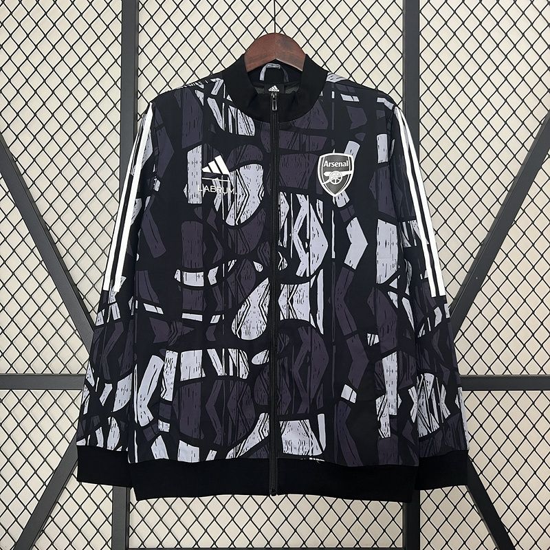 Arsenal Black and Grey Windbreaker 