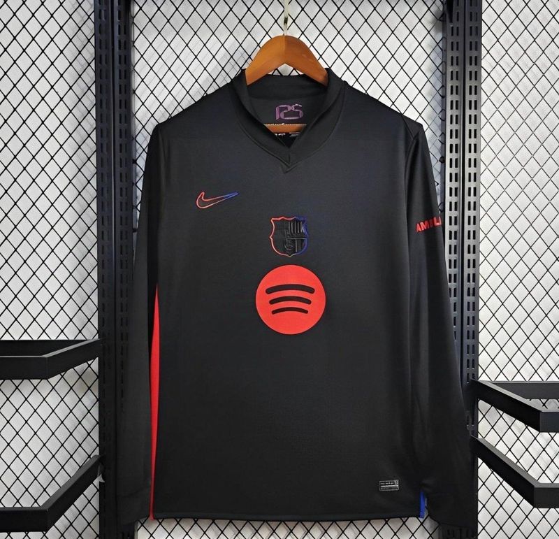 Barcelona Away Sponsor Long Sleeve Fan Jersey