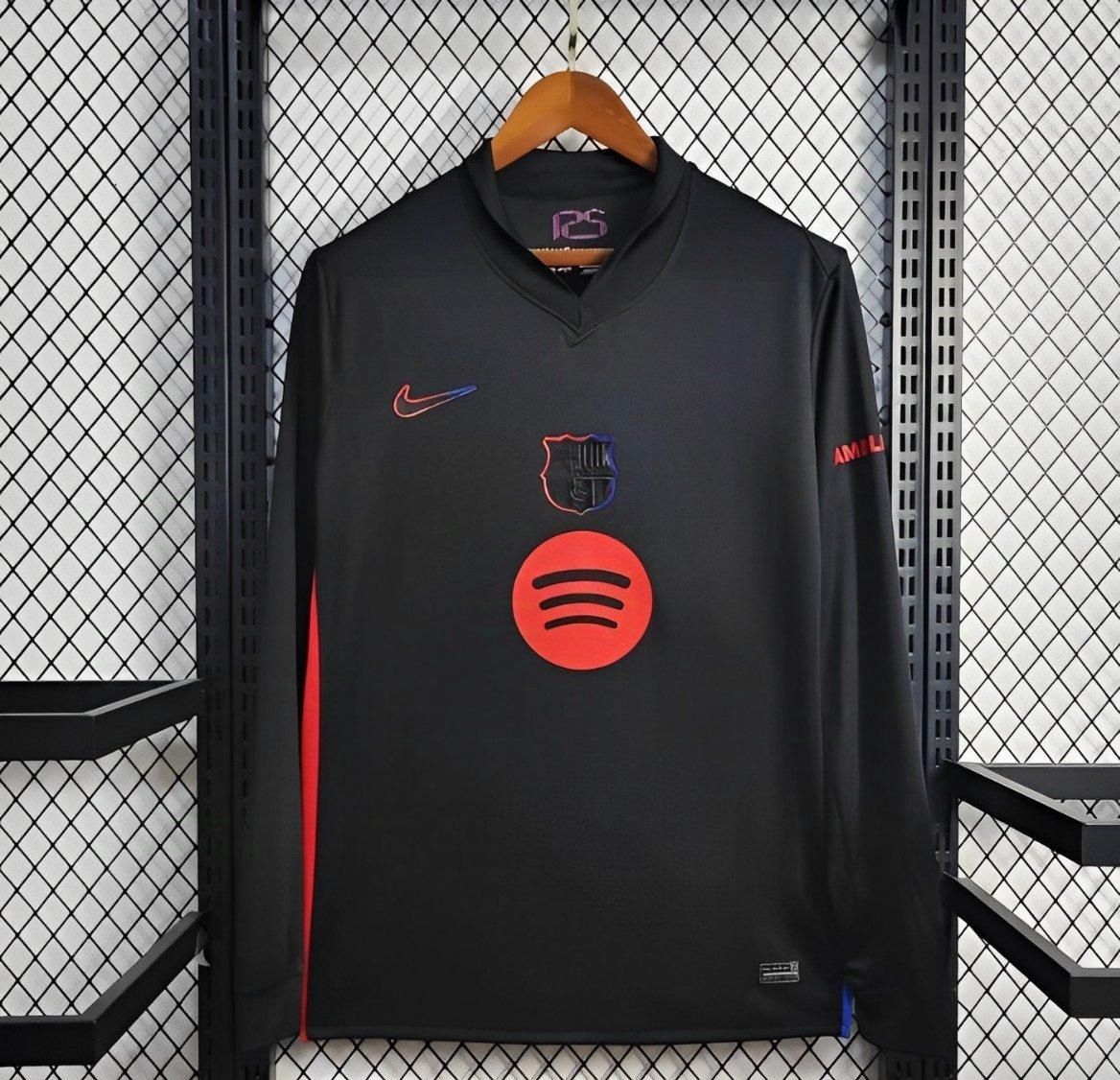 Barcelona Away Sponsor Long Sleeve Fan Jersey