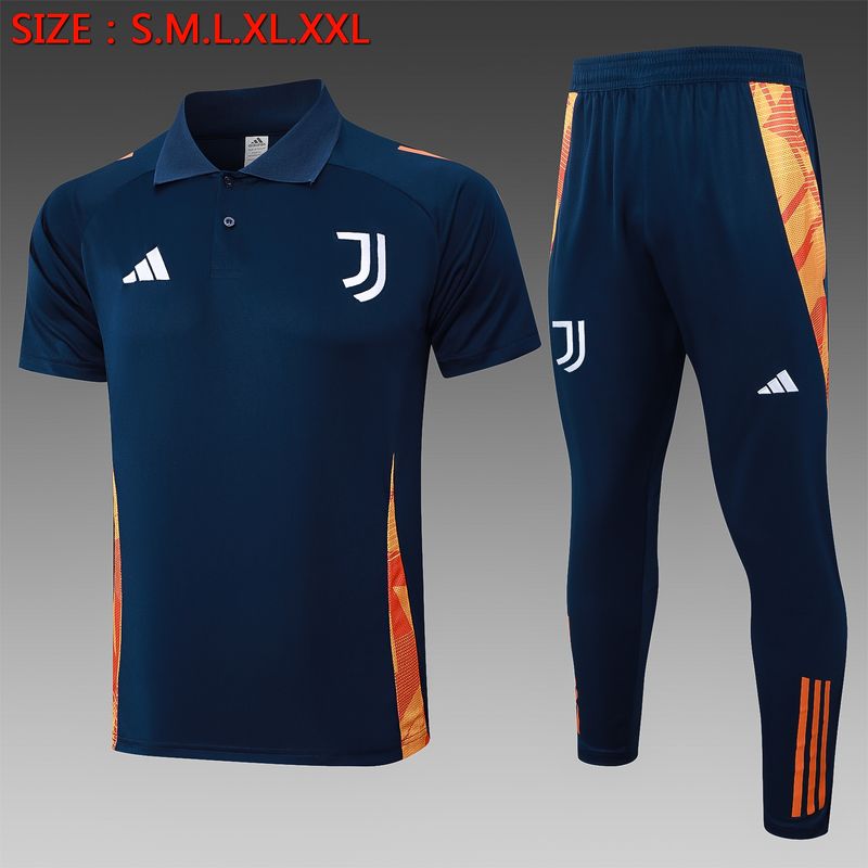 Juventus Navy and Orange Short Sleeve Tracksuit